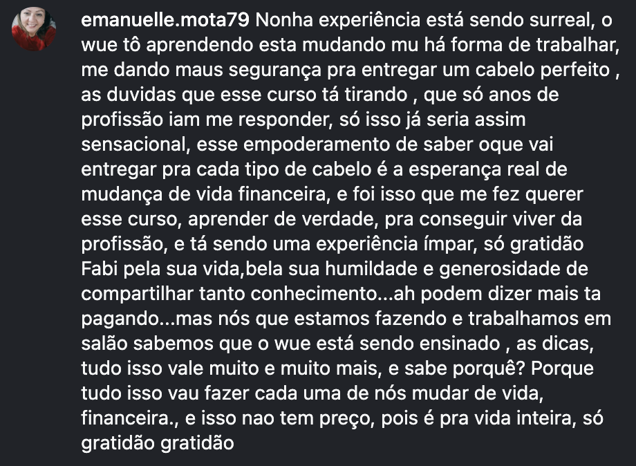 Depoimento de aluna 1